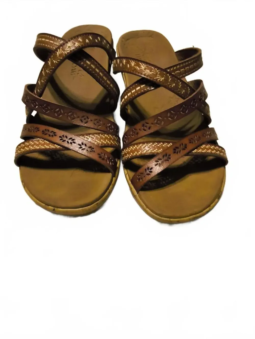Skechers Brown Strappy Wedge Sandals Size 8